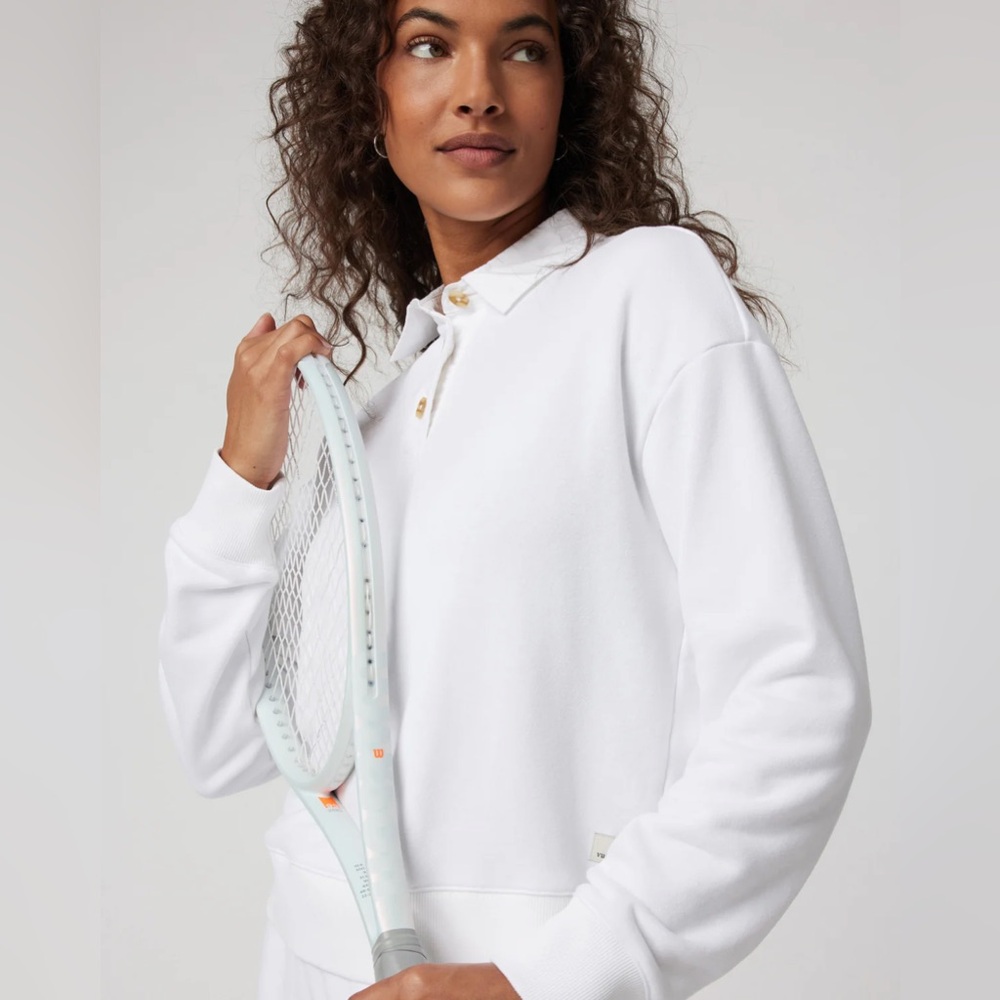 Z Supply White Long Sleeve Rugby Polo Shirt